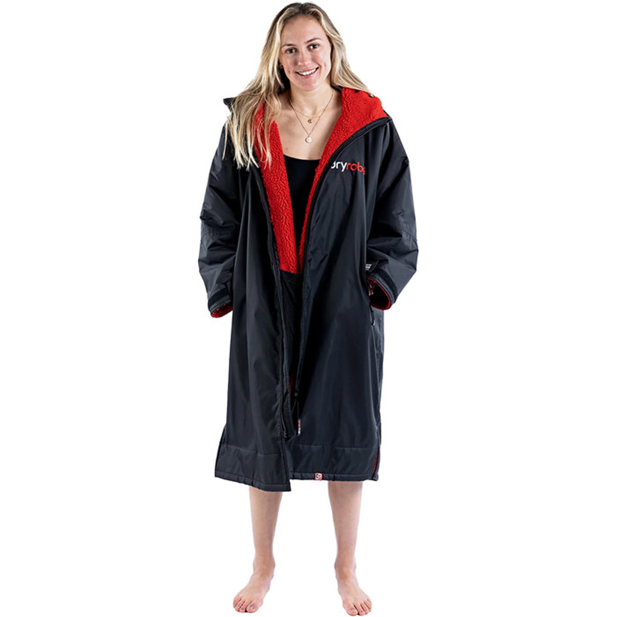 2025 Dryrobe Advance Long Sleeve Changing Robe V3 DALSV3 - Black / Red